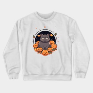 British Shorthair Cat Halloween, Cat Lover Crewneck Sweatshirt